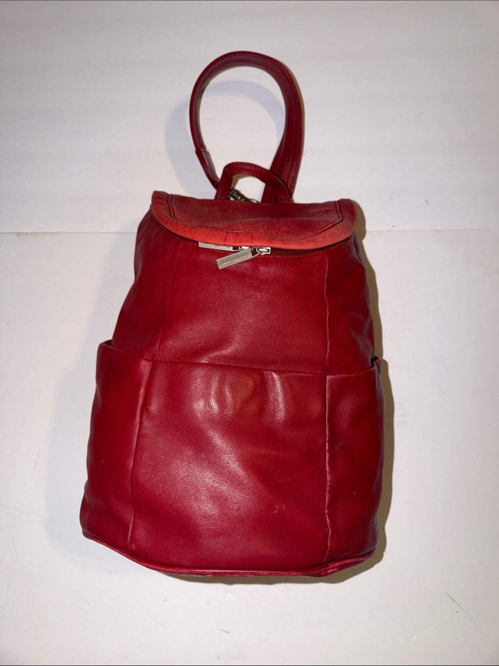 Norm Thompson Red Leather Backpack